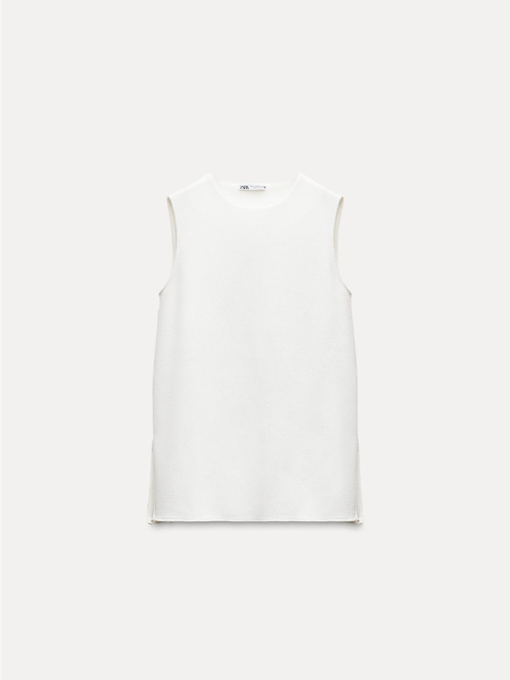Zara White Sleeveless Tunic Top